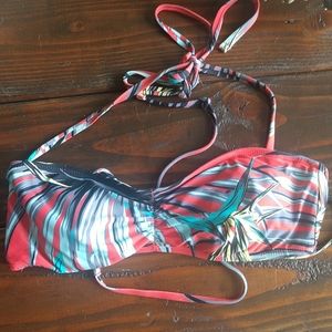 Mae bandeau top with straps tropical